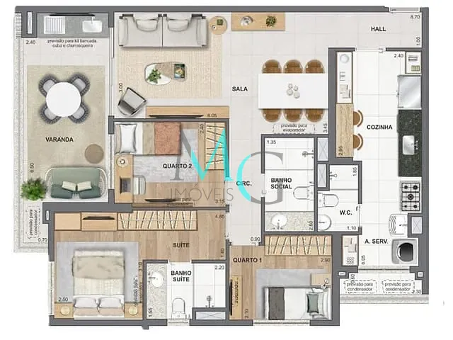 Apartamento 3 quartos e 3 banheiros, à venda, no bairro Barra da Tijuca em Rio de Janeiro