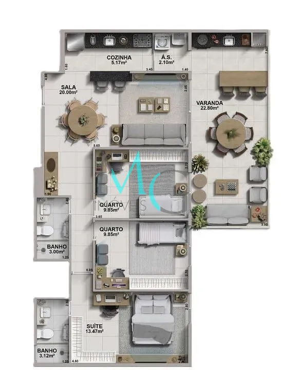 Cobertura, 3 quartos, 108 m² - Foto 7