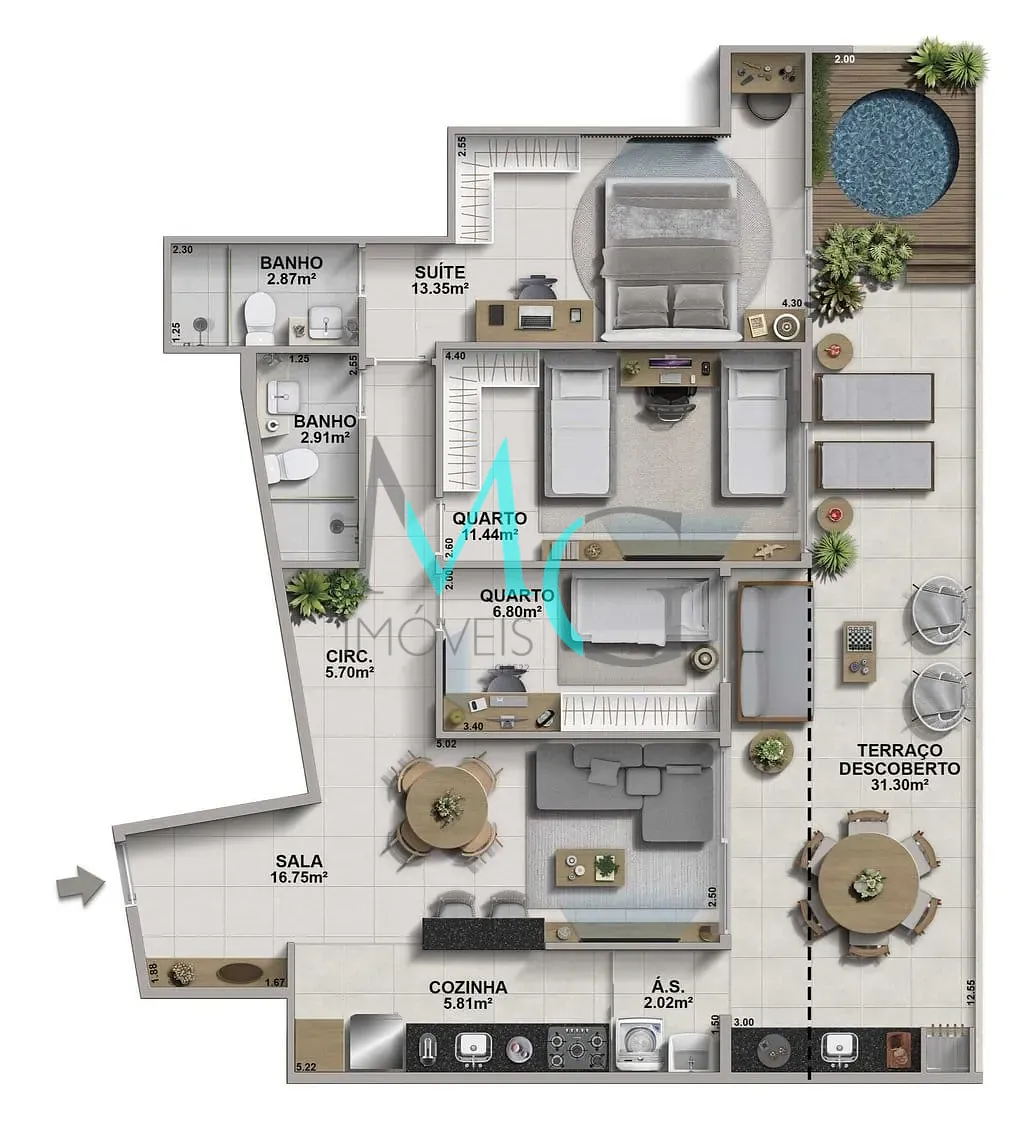 Cobertura, 3 quartos, 108 m² - Foto 9