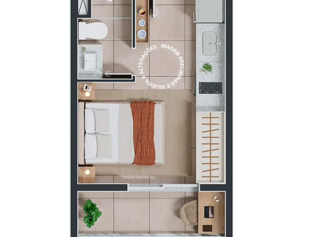 Planta do Studio - Studio à venda 1 Quarto 21.97M² Santa Cecília São Paulo - SP | Nex One Angélica - Residencial | Correteria Imóveis