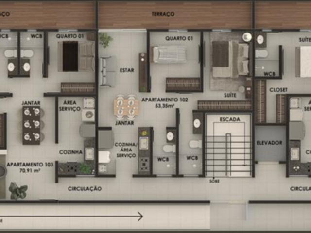 Cobertura / Penthouse 3 quartos e 4 banheiros, à venda, no bairro Bancários em João Pessoa