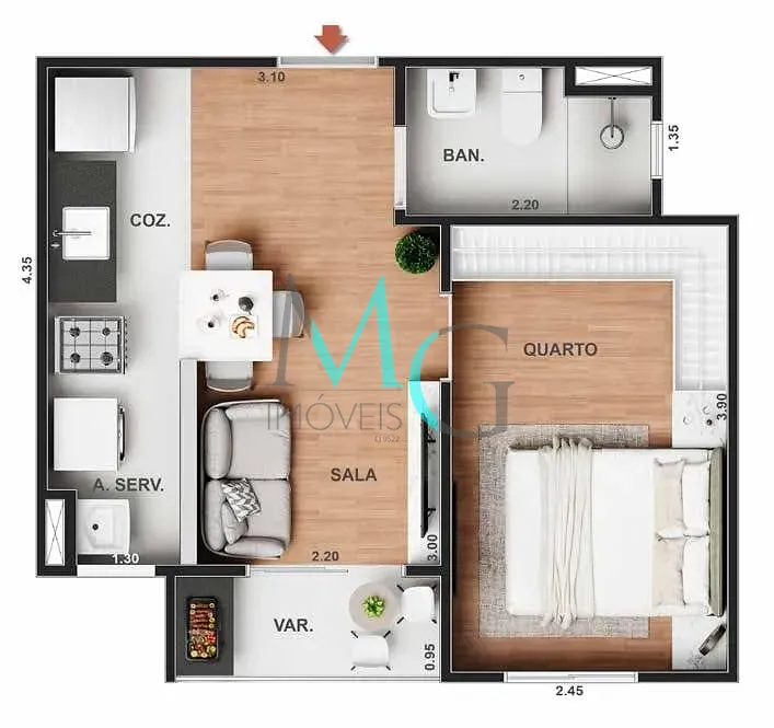 Apartamento, 1 quarto, 35 m² - Foto 16