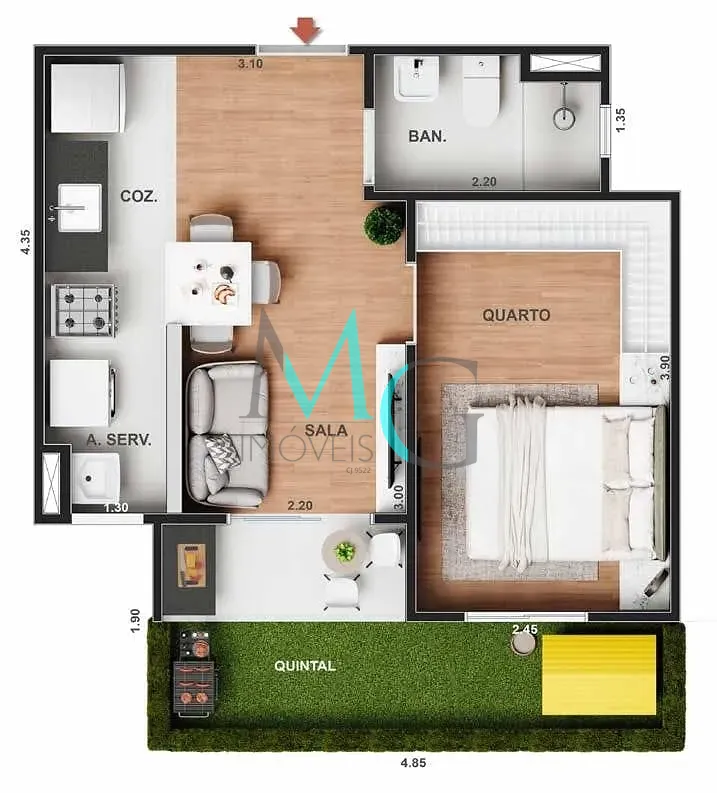 Apartamento, 1 quarto, 35 m² - Foto 17