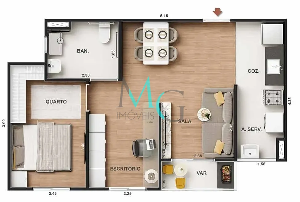Apartamento, 1 quarto, 35 m² - Foto 19
