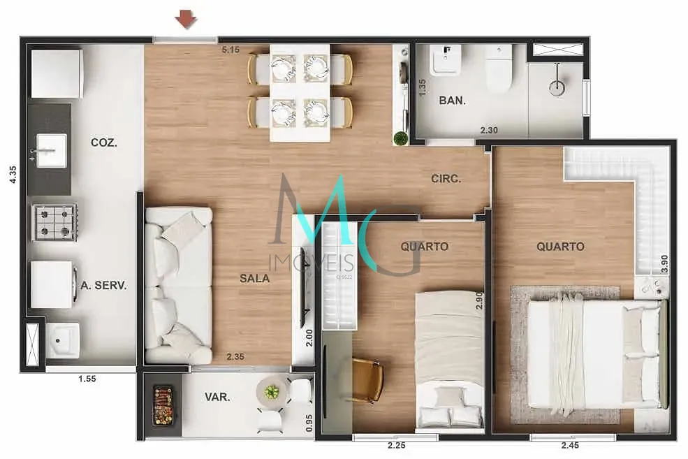 Apartamento, 1 quarto, 35 m² - Foto 20