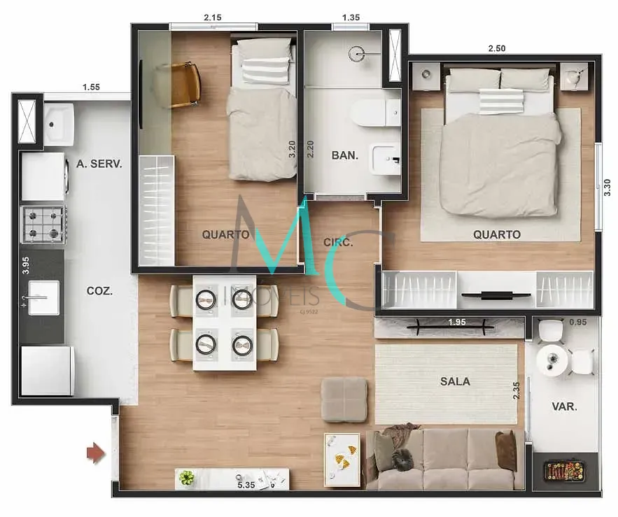 Apartamento, 2 quartos, 43 m² - Foto 18