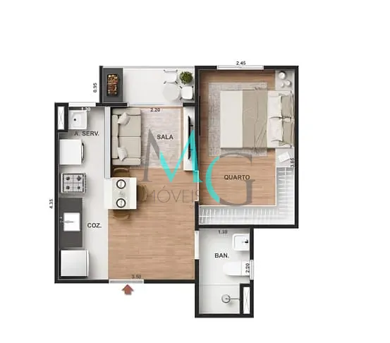 Apartamento, 2 quartos, 42 m² - Foto 15