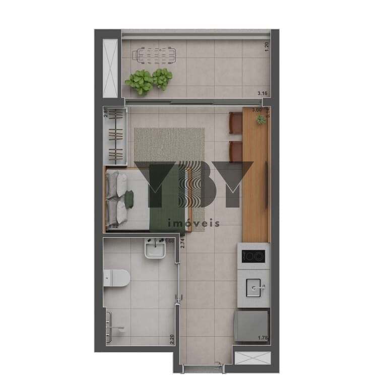 Apartamento, 1 quarto, 24 m² - Foto 2