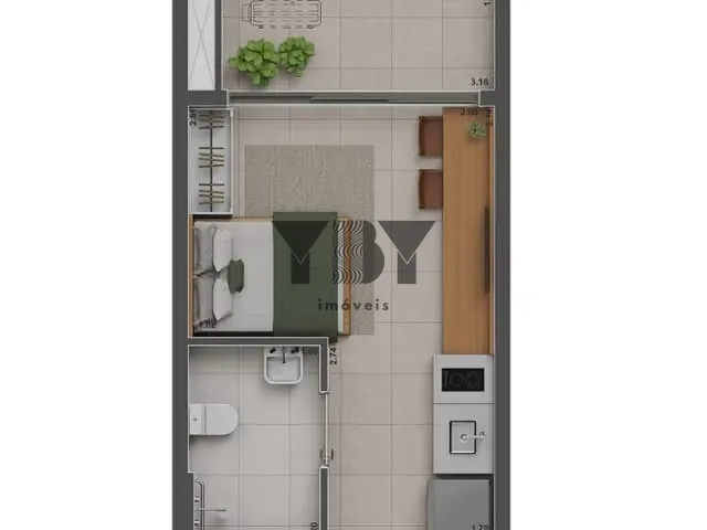 Studio 1 quarto e 1 banheiro, à venda, no bairro Brooklin Novo em São Paulo