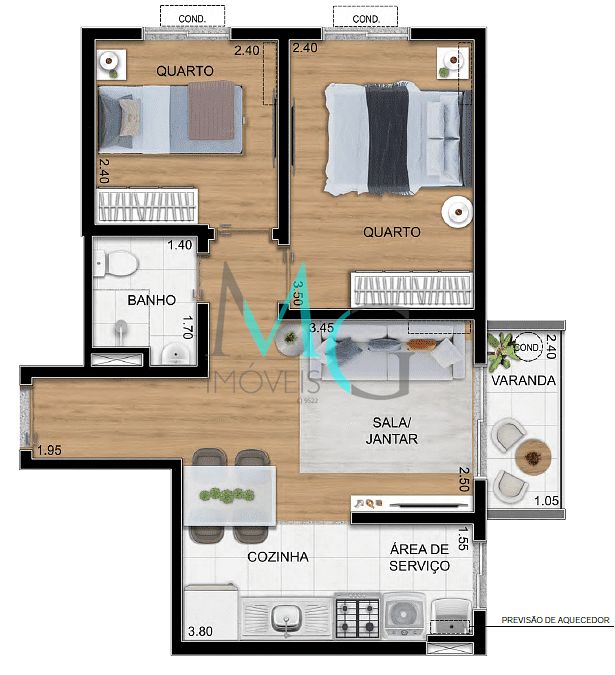Apartamento, 2 quartos, 40 m² - Foto 19