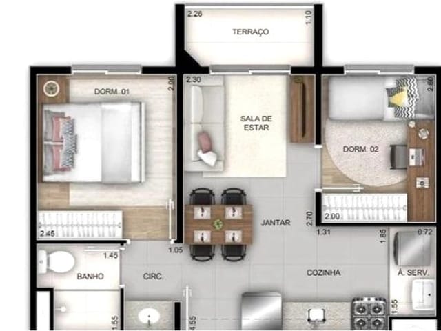 Foto do Apartamento - Apartamento à venda 2 Quartos 37.9M² Jardim Campo Grande São Paulo - SP | Correteria Imóveis