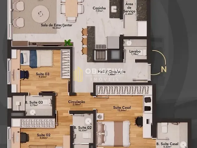 Apartamento 3 quartos e 3 banheiros, à venda, no bairro Tristeza em Porto Alegre