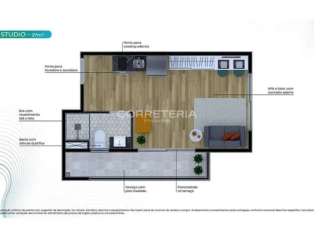 Studio 1 quarto e 1 banheiro, à venda, no bairro Brooklin Paulista em São Paulo