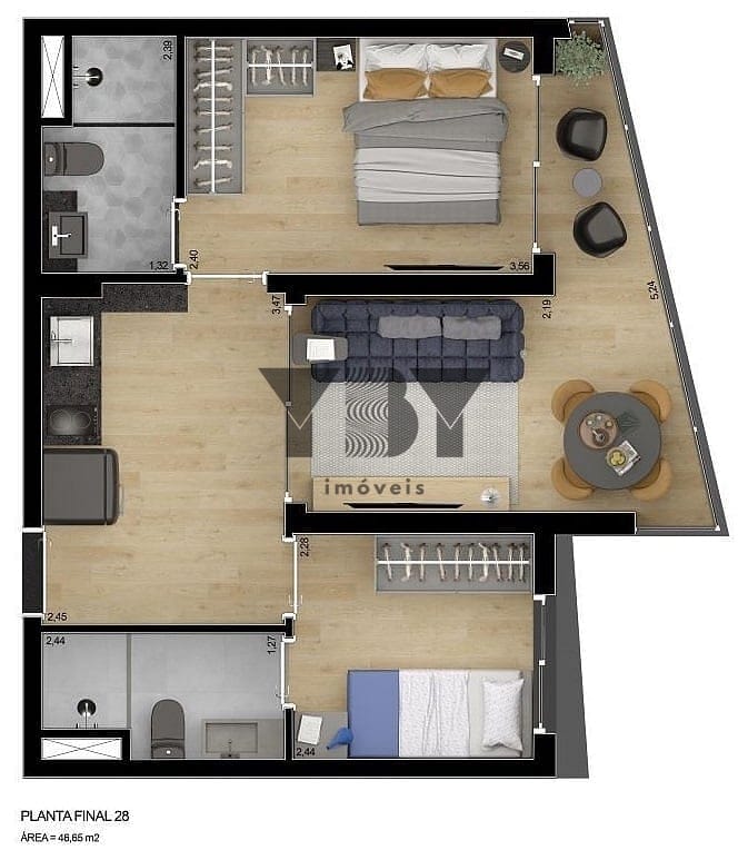 Apartamento, 2 quartos, 46 m² - Foto 24