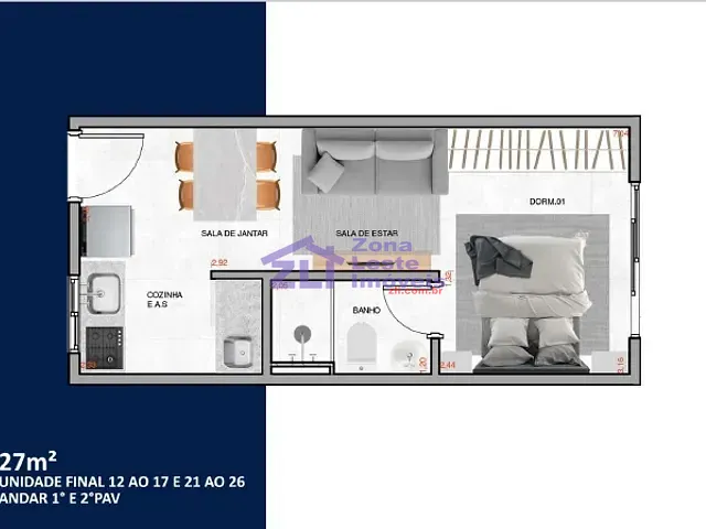 Studio 1 quarto e 1 banheiro, à venda, no bairro Vila Carrão em São Paulo