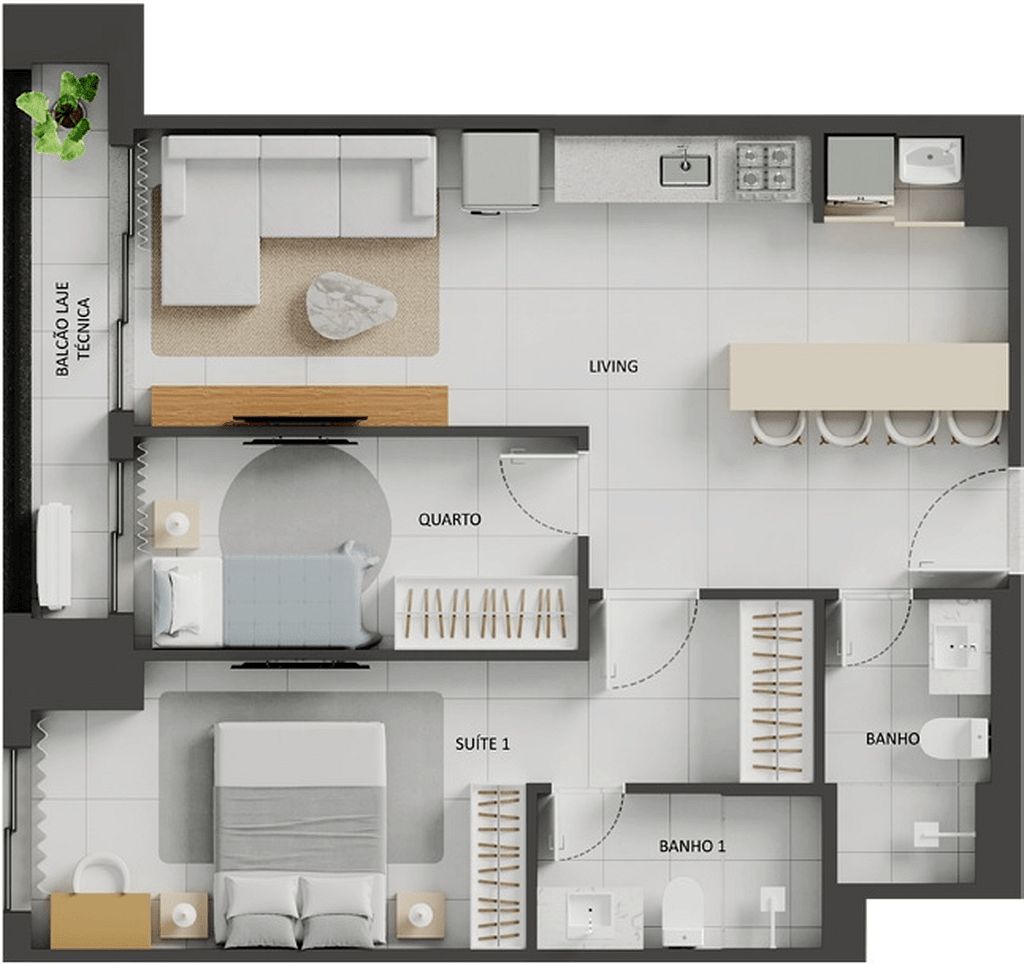 Apartamento, 1 quarto, 60 m² - Foto 59