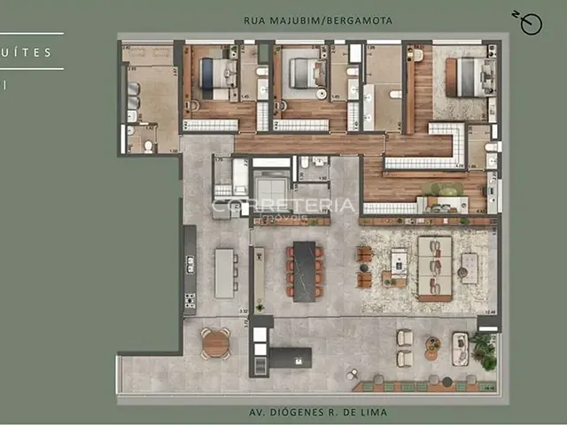 Apartamento 4 quartos e 6 banheiros, à venda, no bairro Alto de Pinheiros em São Paulo