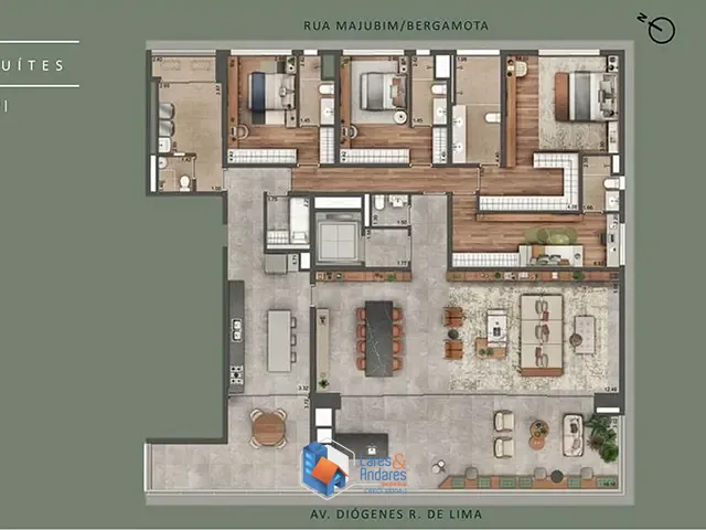 Apartamento 4 quartos e 6 banheiros, à venda, no bairro Alto de Pinheiros em São Paulo