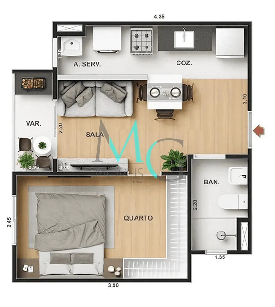 Apartamento, 2 quartos, 42 m² - Foto 22