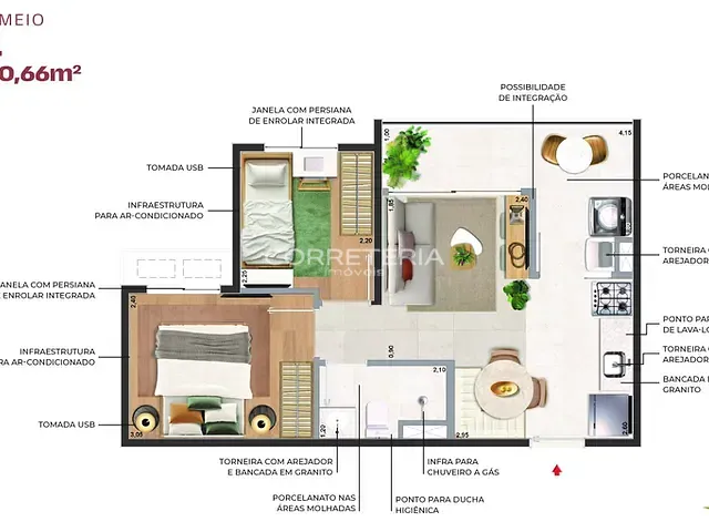 Apartamento 2 quartos e 1 banheiro, à venda, no bairro Brooklin Novo em São Paulo