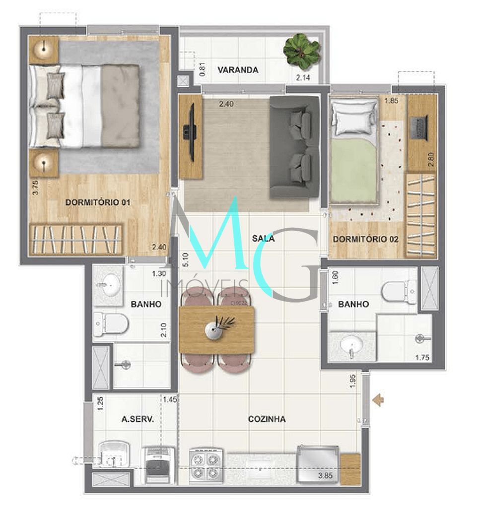 Apartamento, 2 quartos, 38 m² - Foto 24