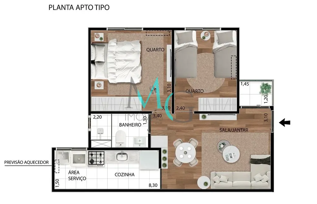 Apartamento, 2 quartos, 44 m² - Foto 14
