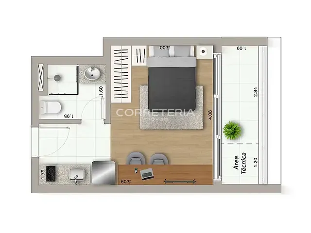 Apartamento 1 quarto e 1 banheiro, à venda, no bairro Sumaré em São Paulo