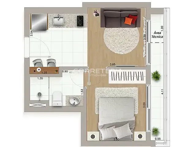 Apartamento 1 quarto e 1 banheiro, à venda, no bairro Sumaré em São Paulo