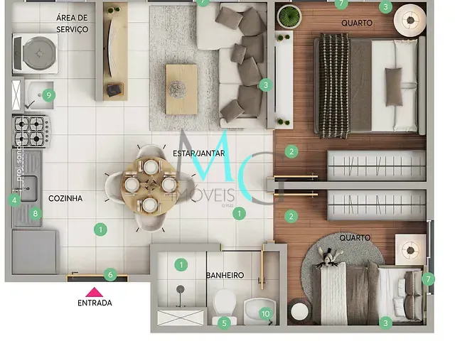 Apartamento 2 quartos e 1 banheiro, à venda, no bairro Bonsucesso em Rio de Janeiro
