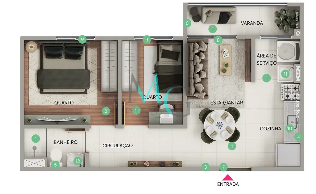 Apartamento, 2 quartos, 40 m² - Foto 5