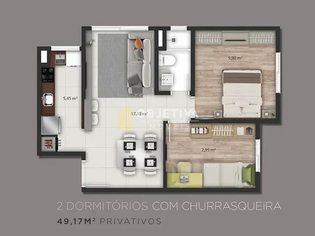Apartamento 2 quartos e 1 banheiro, à venda, no bairro Jardim Sabará em Porto Alegre