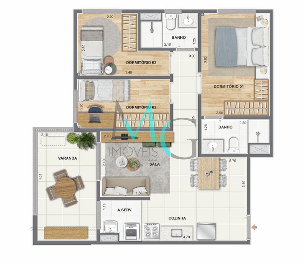 Apartamento, 2 quartos, 56 m² - Foto 21