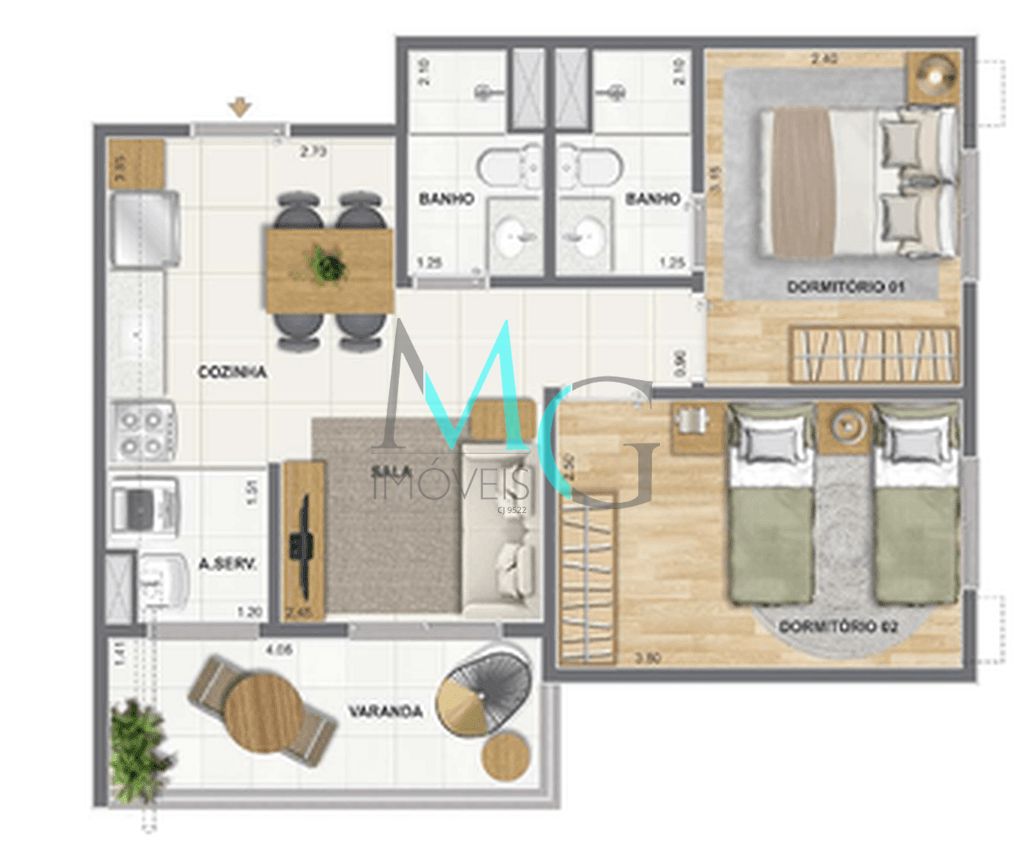 Apartamento, 2 quartos, 52 m² - Foto 25