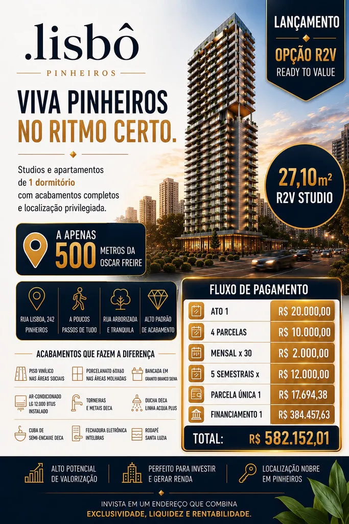 Garden à venda 1 Quarto 1 Suite 45.3M² Pinheiros São Paulo - SP | Lisbô Pinheiros