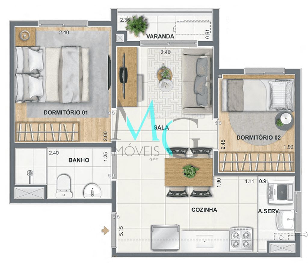 Apartamento, 2 quartos, 38 m² - Foto 25