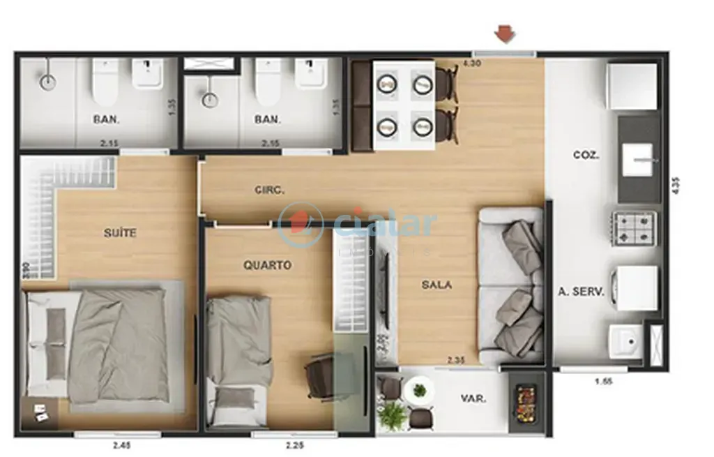 Apartamento, 2 quartos, 57 m² - Foto 23