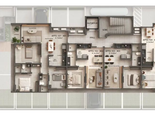 Apartamento 2 quartos e 2 banheiros, à venda, no bairro Intermares em Cabedelo