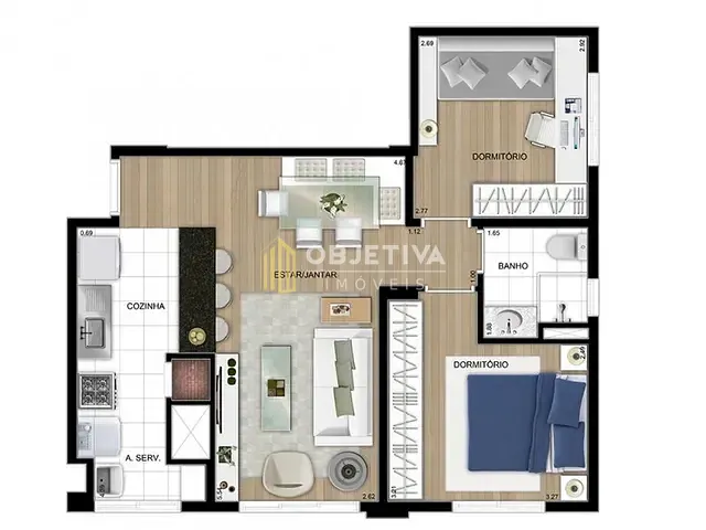 Apartamento 2 quartos e 1 banheiro, à venda, no bairro Jardim Carvalho em Porto Alegre