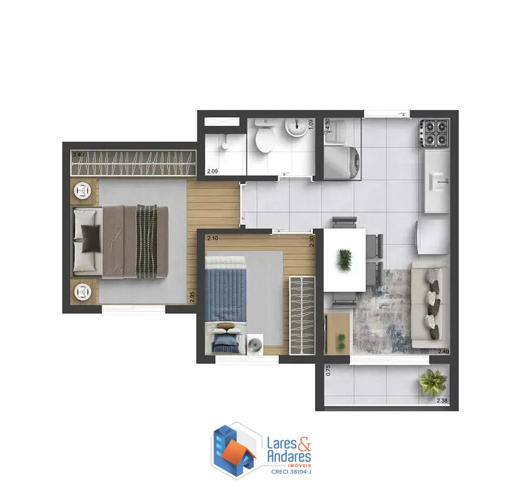 Apartamento, 2 quartos, 34 m² - Foto 22