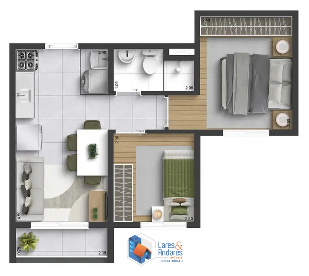 Apartamento, 2 quartos, 34 m² - Foto 23